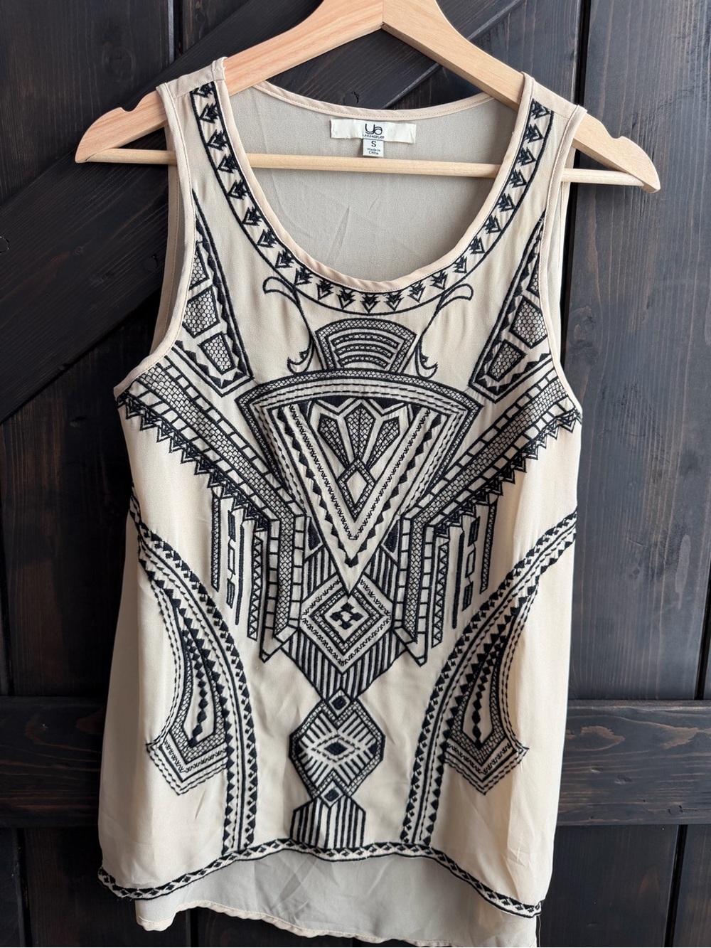 Ya Los Angeles Tank with Black Geometric Embroidery S